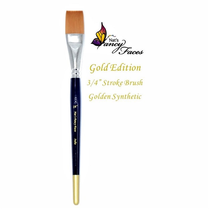 Nat's Fancy Faces | Face Painting Brush -Gold Edition 3/4" Flat Stroke