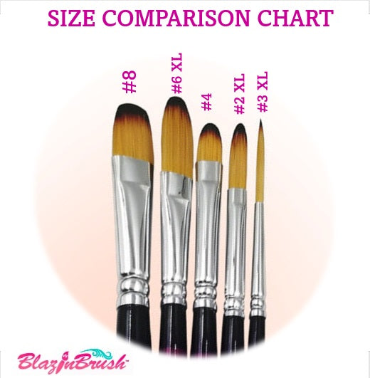 Blazin Face Painting Brushes by Marcela Bustamante - Filbert Collection - Set of 4 Filbert Brushes and 1 Liner #3  Xl