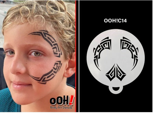 Ooh! Face Painting Stencil | Tribal Flip (C14)