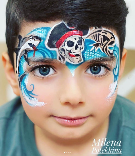 MILENA STENCILS | Face Painting Stencil -  (Pirate Skull Set)  D38