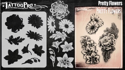 Tattoo Pro | Air Brush Body Painting Stencil - Pretty Flowers (#188)