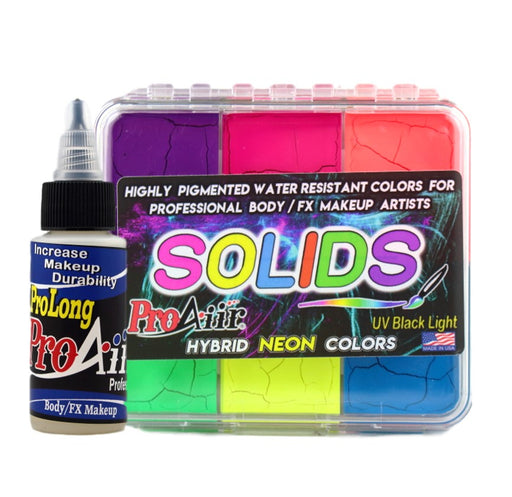ProAiir Solids | Hybrid Water Resistant UV Paint  - Neon Palette with 1 oz ProLong Activator (SFX - Non Cosmetic)