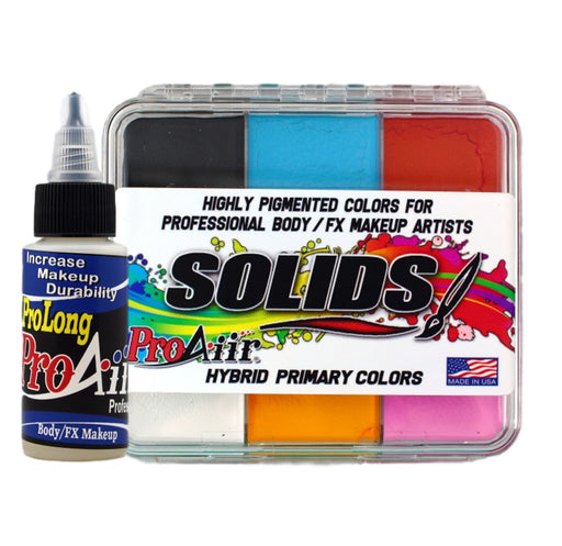ProAiir Solids | Hybrid Water Resistant Face Paint  - Primary Palette with 1 oz ProLong Activator