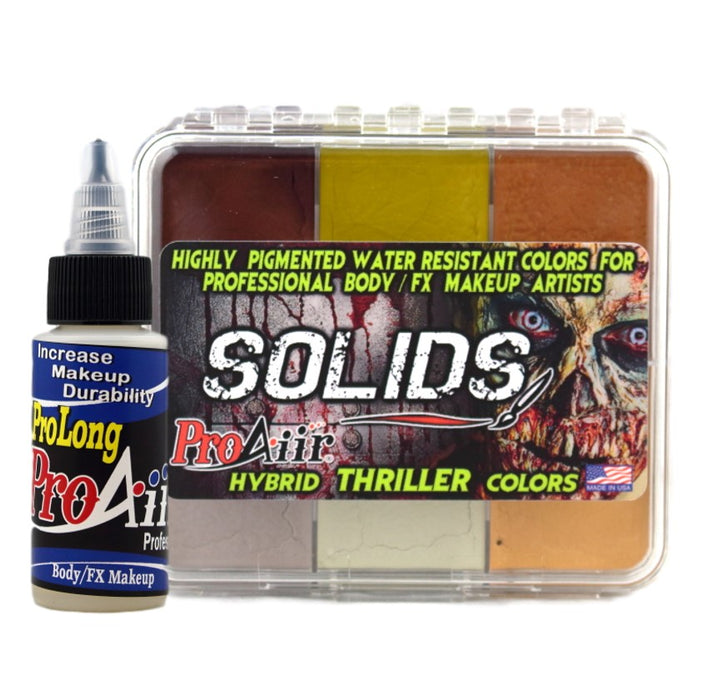 ProAiir Solids | Hybrid Water Resistant Face Paint  - Thriller Palette with 1 oz ProLong Activator