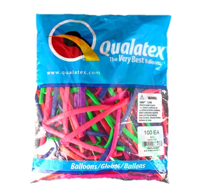 Qualatex Balloons - 260Q NEON Assortment - 100ct