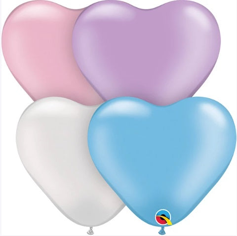 Qualatex Balloons - 6" PEARL HEART Assortment (4 Colors) - 100ct