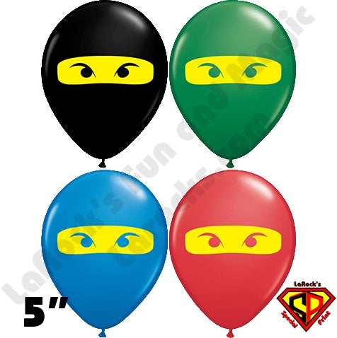 Qualatex Balloons - 5" Round - NINJA Assortment w/ Yellow Masks - 100ct  (4240)