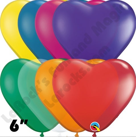 Qualatex Balloons - 6" JEWEL TONED HEART Assortment - 100ct