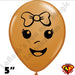 Qualatex Balloons - 5" Round - Mocha Brown - Baby Girl Face with Bow (0208)- 100ct