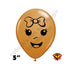 Qualatex Balloons - 5" Round - Mocha Brown - Baby Girl Face with Bow (0208)- 100ct