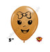 Qualatex Balloons - 5" Round - Mocha Brown - Baby Girl Face with Bow (0208)- 100ct - DISCONTINUED