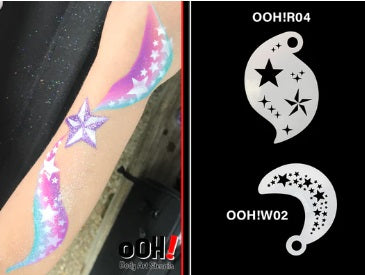 Ooh! Face Painting Stencil | 3D Star Storm (R04)