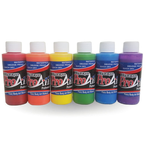 ProAiir Alcohol Based Hybrid Airbrush Paint Set | 6 UV RAINBOW - 2oz Bottles  #2 (SFX - Non Cosmetic)