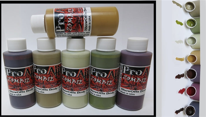 ProAiir Alcohol Based Hybrid Airbrush Body Paint Set - 6 Colors - ZOMBIE KIT 1 - 2oz Bottles #5