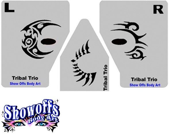 Stencil Eyes / Mask - Face Painting Stencil Set - TRIBAL TRIO - One Size Fits Most