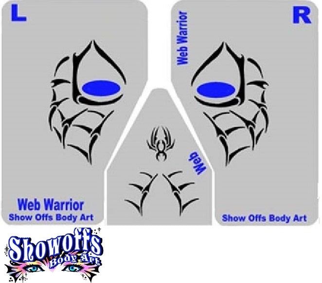 Stencil Eyes / Mask - Face Painting Stencil Set - WEB WARRIOR - One Size Fits Most