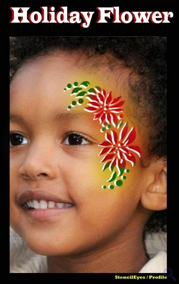 Stencil Eyes / Profiles - Face Painting Stencil - Holiday Flower