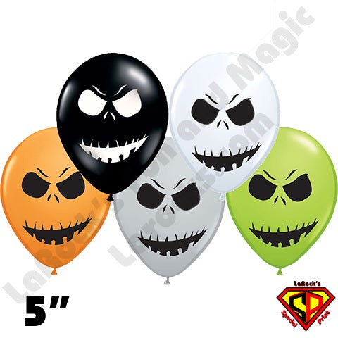 Qualatex Balloons - 5" Round - Scary Face Assortment - 100ct (1303)