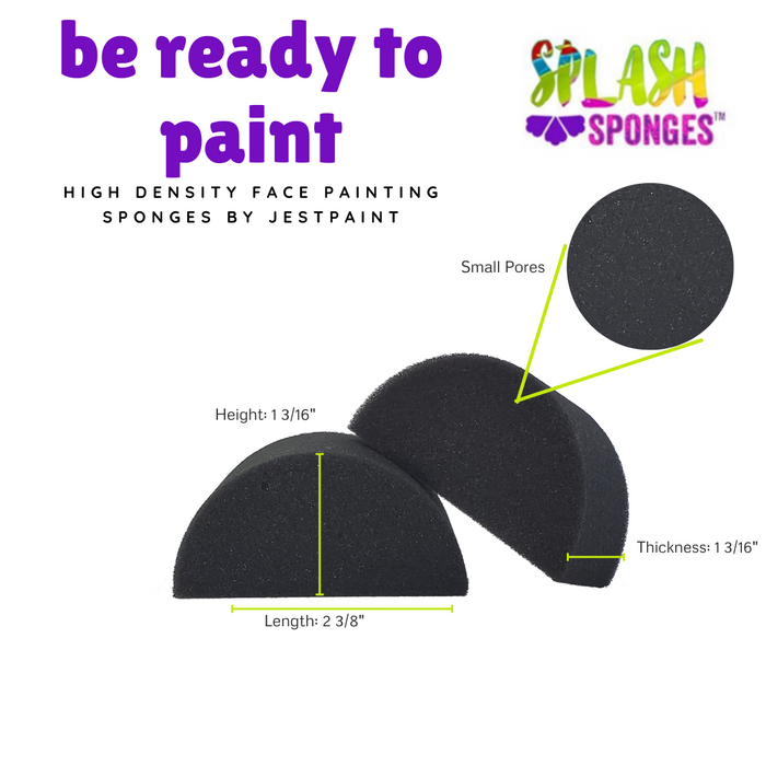 Splash Face Painting Sponges by Jest Paint - HIGH DENSITY | HALF MOON (2 pieces)