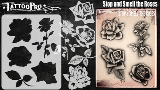 Tattoo Pro 189 | Air Brush Body Painting Stencil - Stop and Smell the Roses