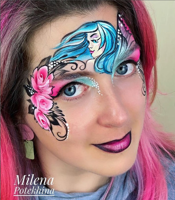 MILENA STENCILS | Face Painting Stencil -  (Swirly Hair Girl Set)  D41