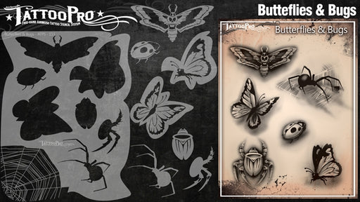 Tattoo Pro 113 - Body Painting Stencil - Butterfly & Bugs