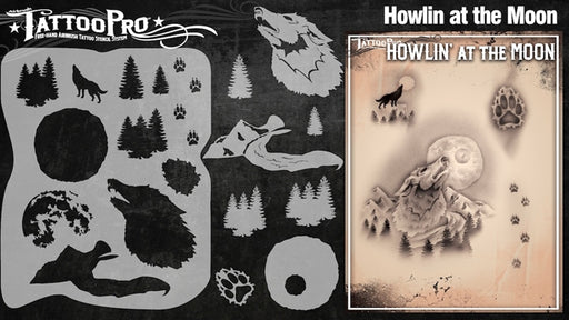 Tattoo Pro 127  - Body Painting Stencil - Howlin' at the Moon
