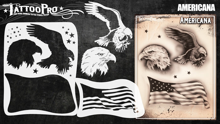 Tattoo Pro 137  - Body Painting Stencil - Americana