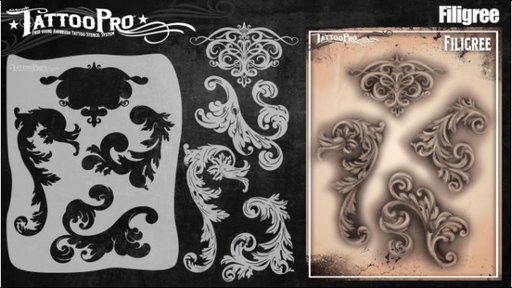 Tattoo Pro 150 - Body Painting Stencil - Filigree & Flair