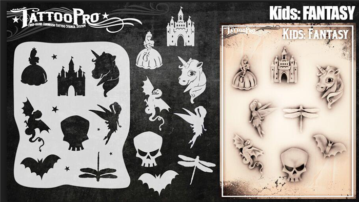 Tattoo Pro KIDS - Body Painting Stencil - Fantasy