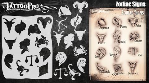 Tattoo Pro 154 - Body Painting Stencil - Zodiac Signs