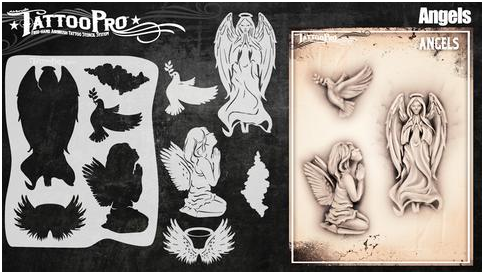 Tattoo Pro 153 | Air Brush Body Painting Stencil - Angels