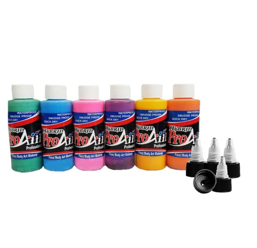 ProAiir Alcohol Based Hybrid Airbrush Body Paint Set | 6 TROPICAL - 1oz Bottles  #0