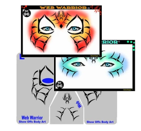 Stencil Eyes / Mask - Face Painting Stencil Set - WEB WARRIOR - One Size Fits Most