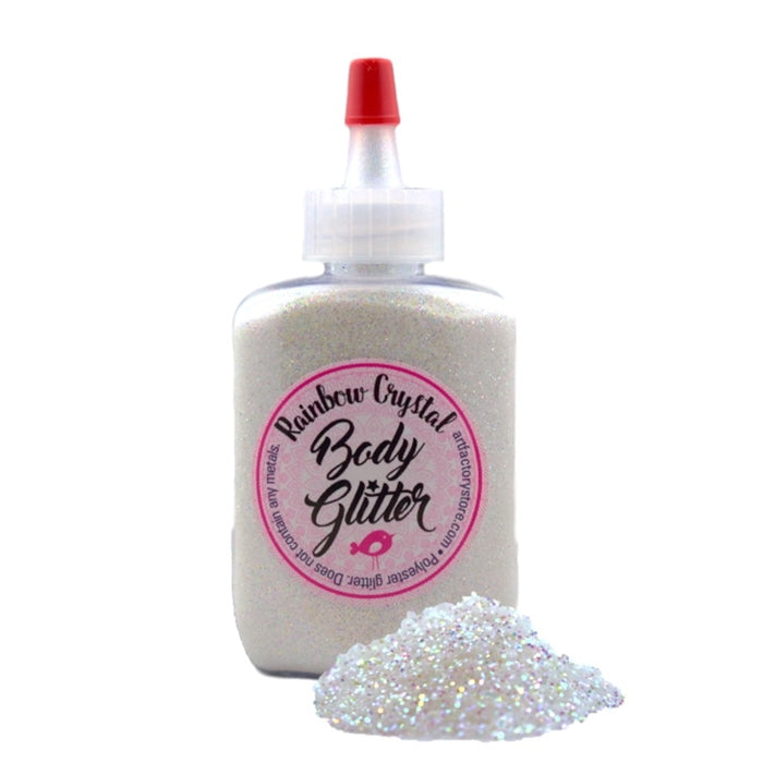 Art Factory | Rainbow Crystal Body Glitter Poof - DISCONTINUED - Fairy Dust  (1.2oz Flat Bottle)