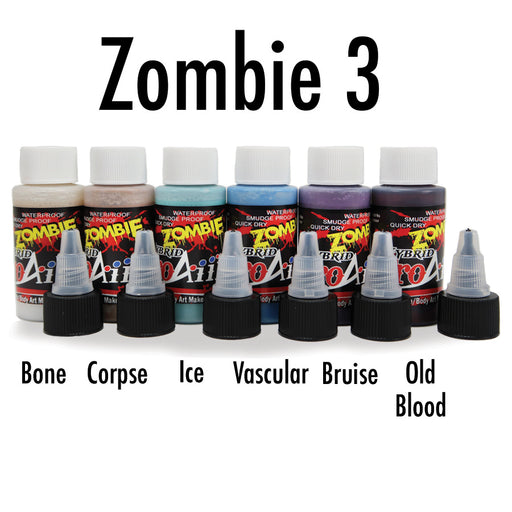 ProAiir Alcohol-Based Hybrid Airbrush Body Paint Set | 6 Colors - ZOMBIE KIT 3 -1oz Bottles   #17