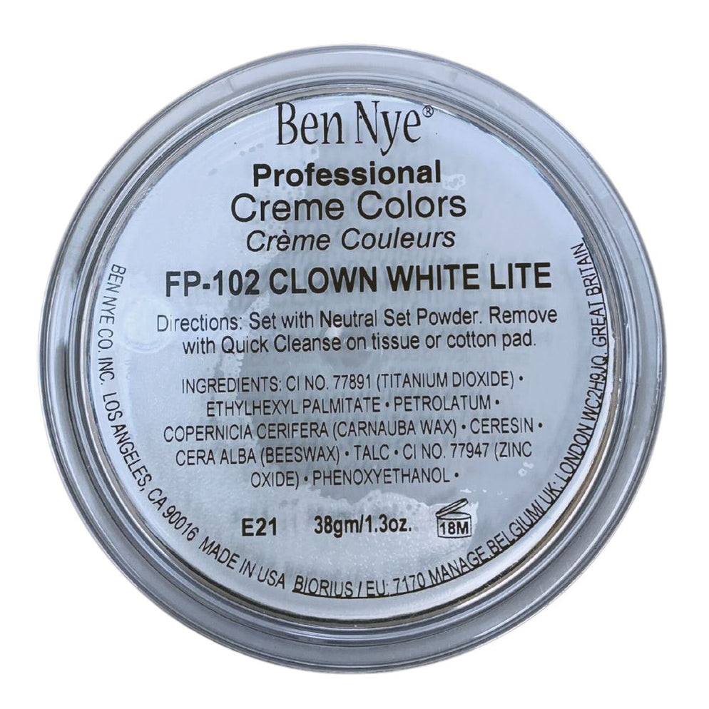 Ben Nye Creme Colors Clown Makeup (FP102) Clown White Lite 1.3 oz