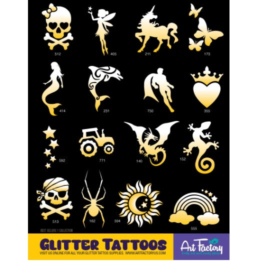 Glitter Tattoo Stencil Set - Best Sellers Go Collection — Jest Paint - Face  Paint Store