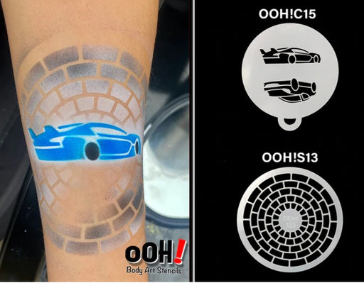 Ooh! Face Painting Stencil | Sports Car Flip (C15)