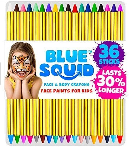 Blue Squid | KID'S Face Paint - Set of 36 Wax Based Face & Body Paint Crayons