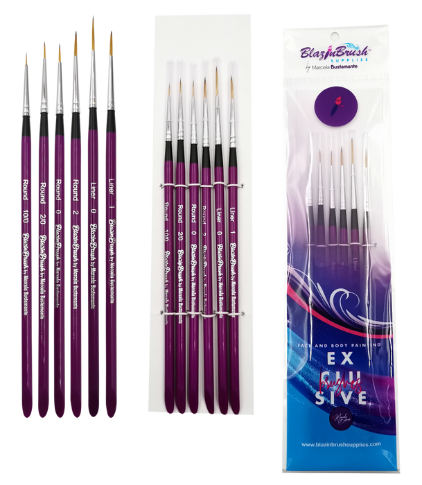 Blazin Face Painting Brushes by Marcela Bustamante - Set of 6 DETAILS COLLECTION