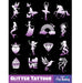 ART FACTORY | Set of 80 Glitter Tattoo Stencils with Display - (GRLPWR)  GIRLS FAVORITE Collection