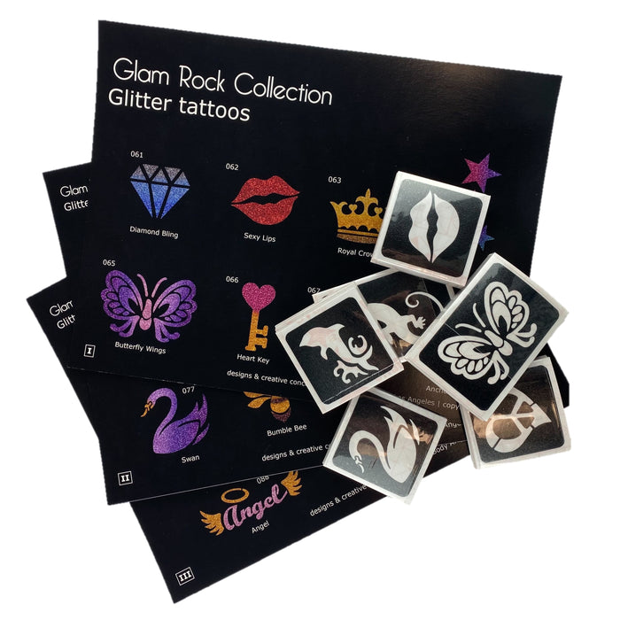 Glitter Tattoo Stencil Set - GLIMMER BODY ART Glam Rock Stencil