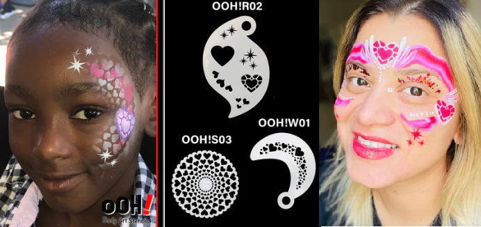 Ooh! Face Painting Stencil | Hearts Sphere (S03)