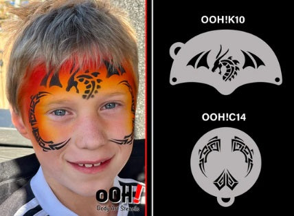 Ooh! Face Painting Stencil | Tribal Dragon Mask (K10)