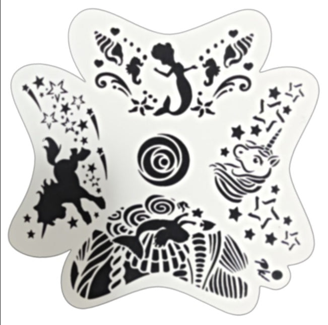PK  FRISBEE Face Painting Stencil - NEW Mylar - Mermaids and Unicorns —  Jest Paint - Face Paint Store