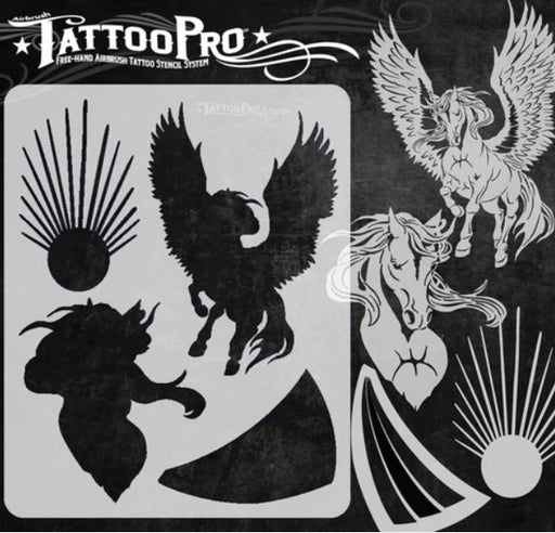 Tattoo Pro 187 | Air Brush Body Painting Stencil - Pegasus