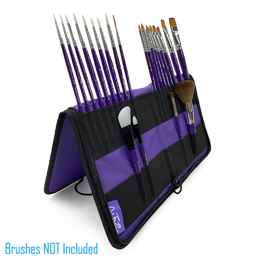 Art Factory | Double Row Brush Wallet with Zipper - Purple and Black