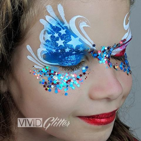 VIVID Glitter | Loose Chunky Hair and Body Glitter | Red White and Boom (10gr)