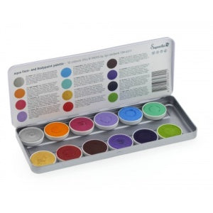 Superstar Face Paint | Aqua Face and Body Painting Palette - 12 Color Syllie Faces Palette by Syl Verberk